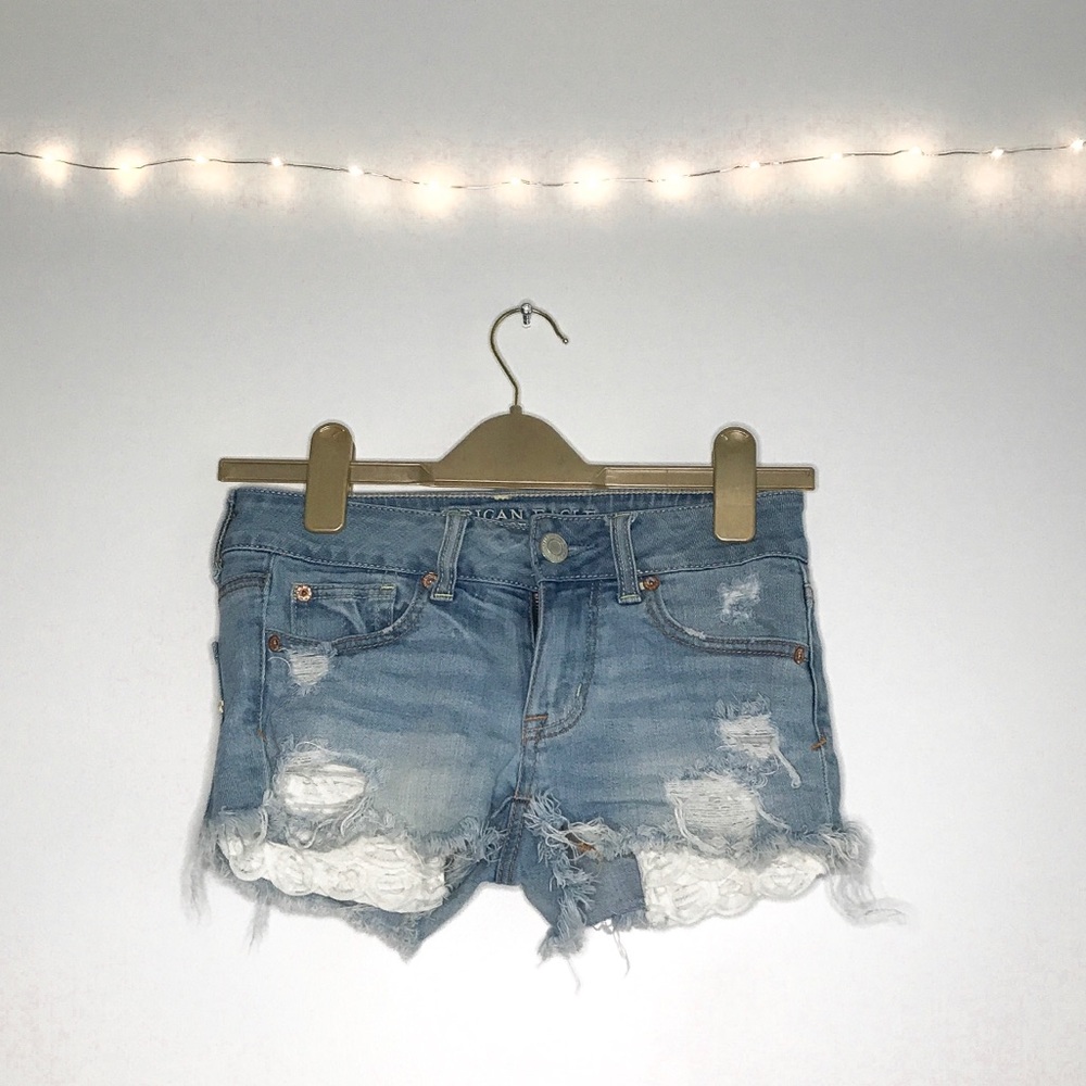 American Eagle Shorties with Lace Pockets
